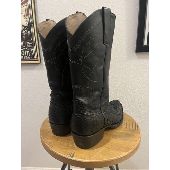 Alvies '6th Street' Classic Black Python Leather Cowboy Boots Men's SZ 9.5 NWOB - Picture 4 of 10